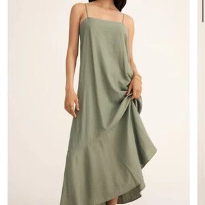 Z Supply Coast Linen Maxi Dress in Avocado – Size Small